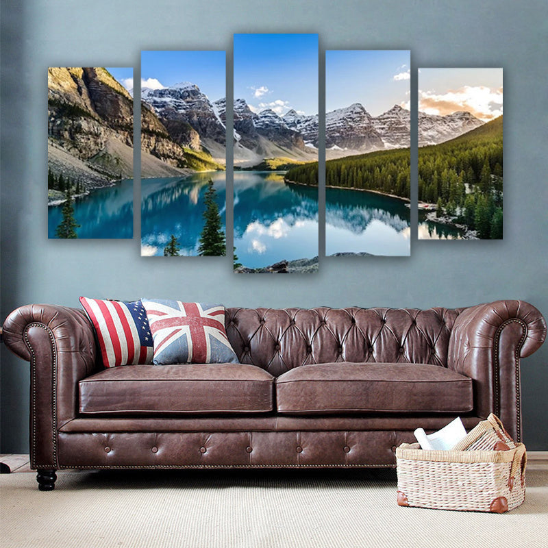 5-Piece Moraine Lake & Mountain Canvas Wall Art