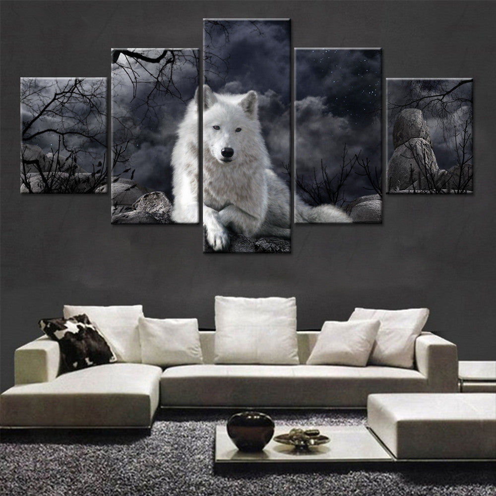 5-Panel Wolf Canvas Wall Art