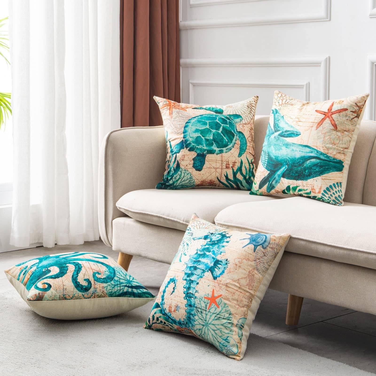 Sea Turtle Printed Cushion Covers