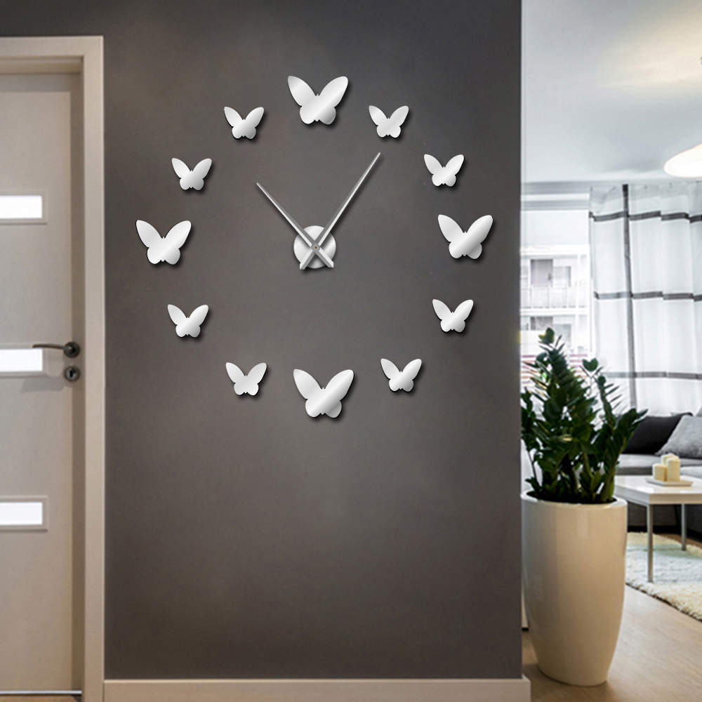 3D Butterfly Mirror Wall Clock
