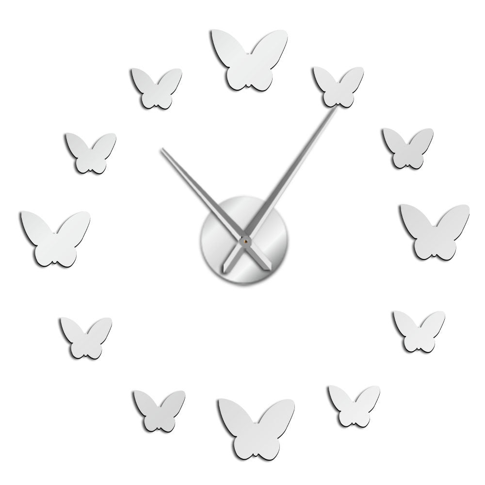 3D Butterfly Mirror Wall Clock