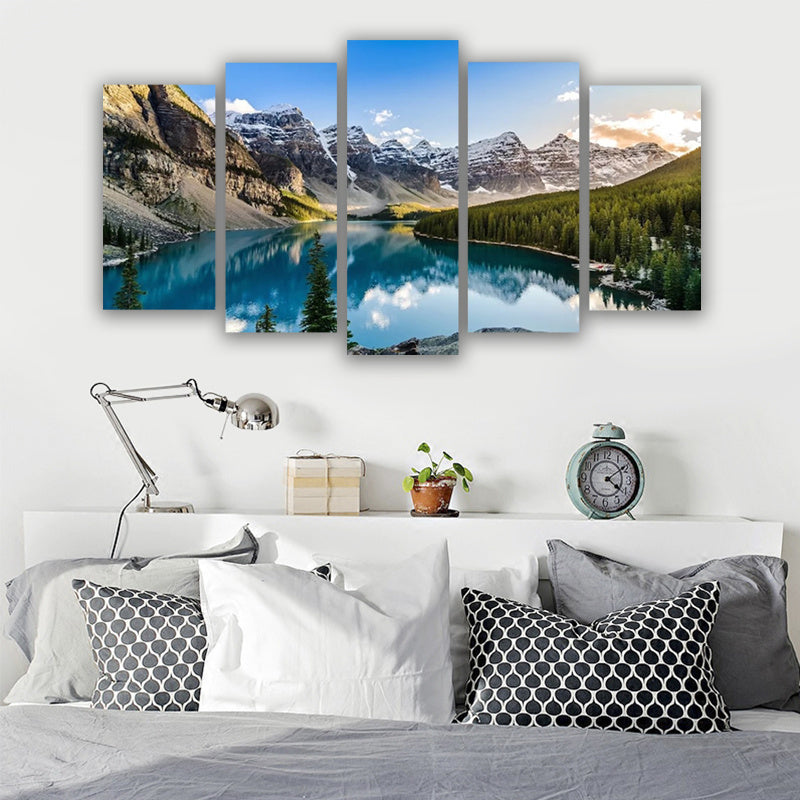 5-Piece Moraine Lake & Mountain Canvas Wall Art