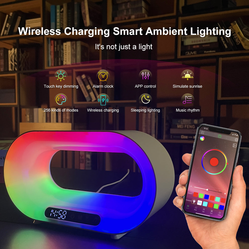 Smart 3-in-1 LED Night Light with Wireless Charger & Alarm Clock