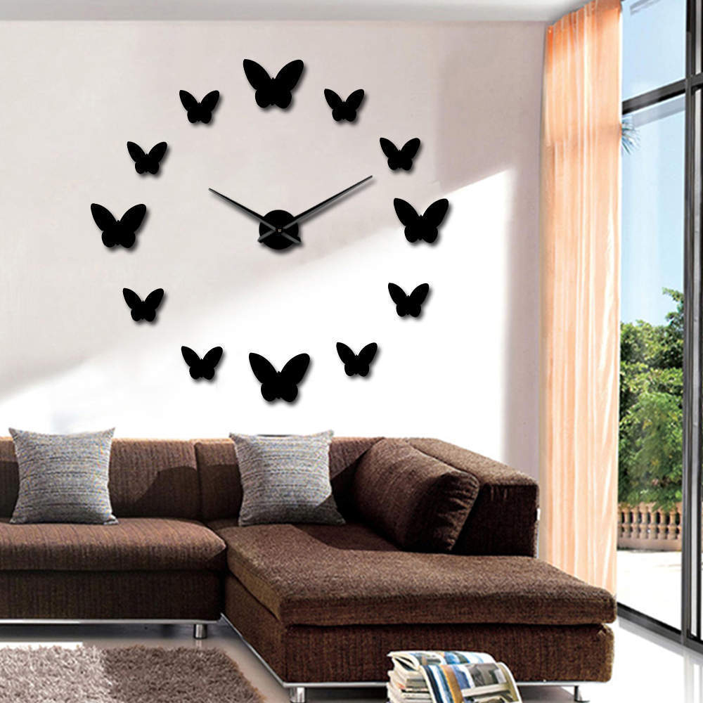 3D Butterfly Mirror Wall Clock