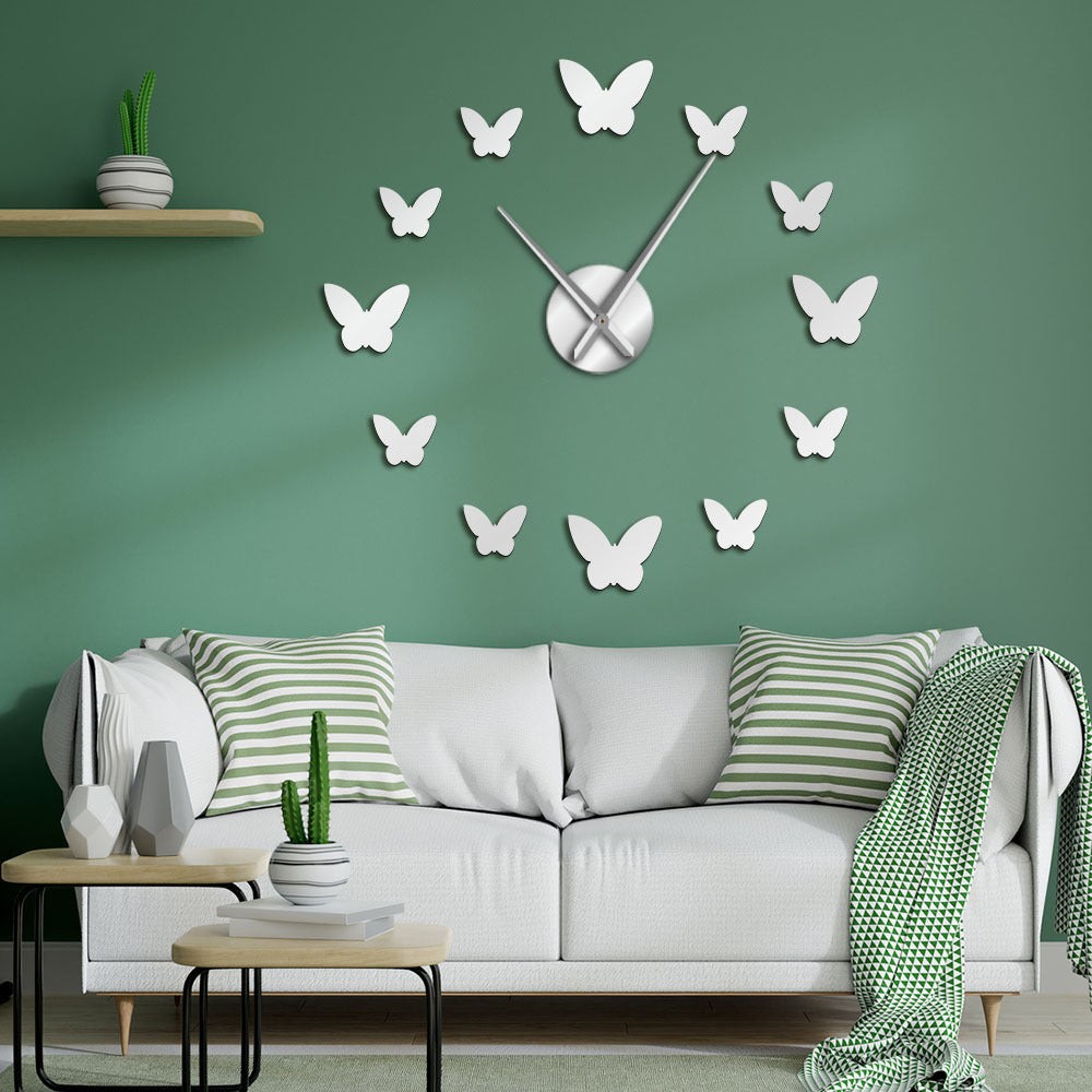 3D Butterfly Mirror Wall Clock