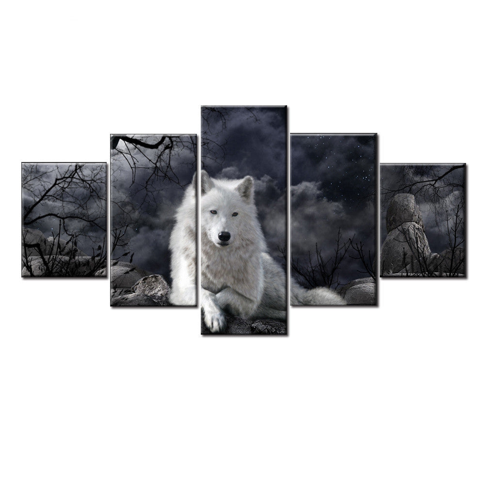 5-Panel Wolf Canvas Wall Art
