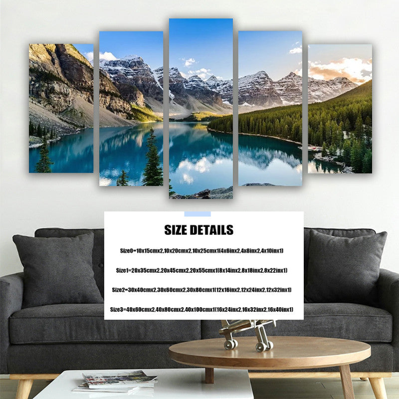 5-Piece Moraine Lake & Mountain Canvas Wall Art