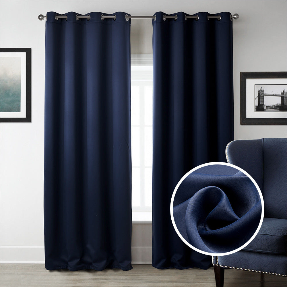 Dark Blue Printed Blackout Curtains