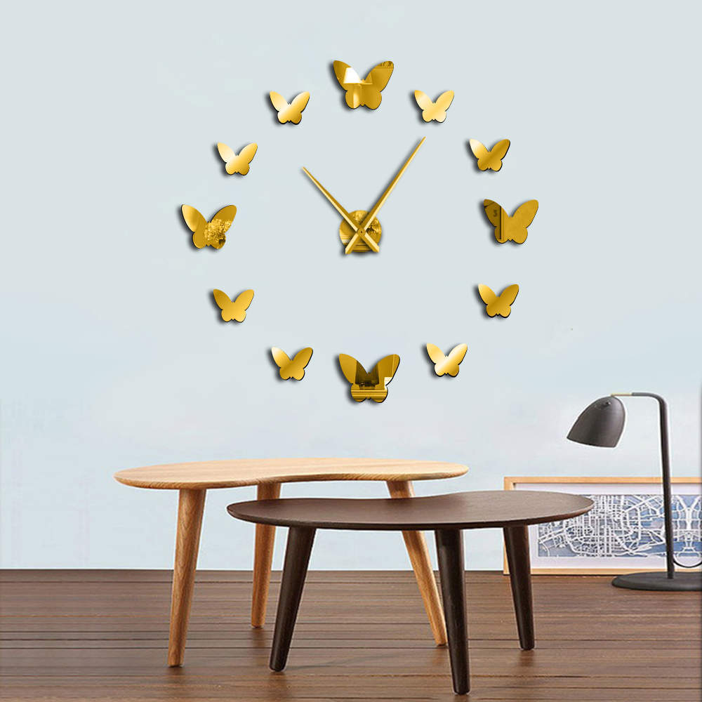 3D Butterfly Mirror Wall Clock